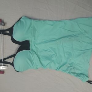 Mint Green and Black Tankini Top